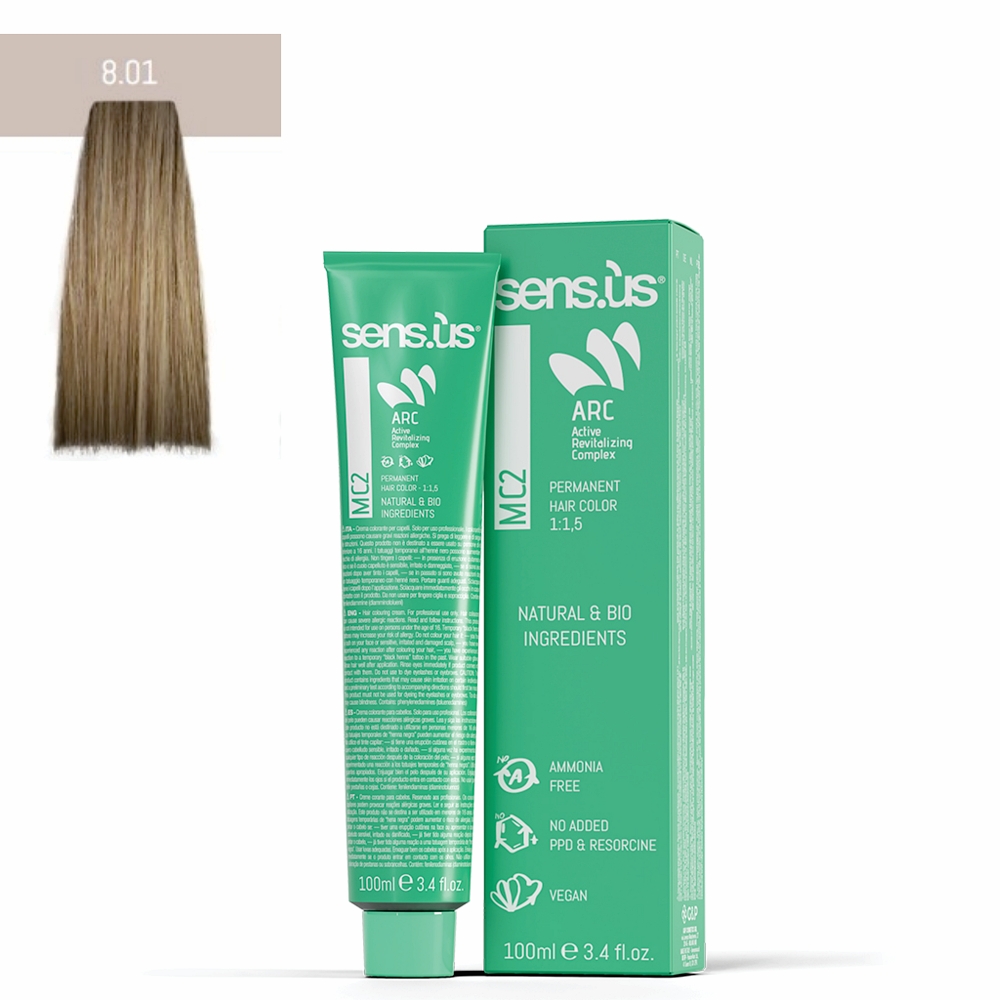COLORAÇÃO MC2 8.01 BIONDO CHIARO NATURALE FREDDO 100ML SENS.US