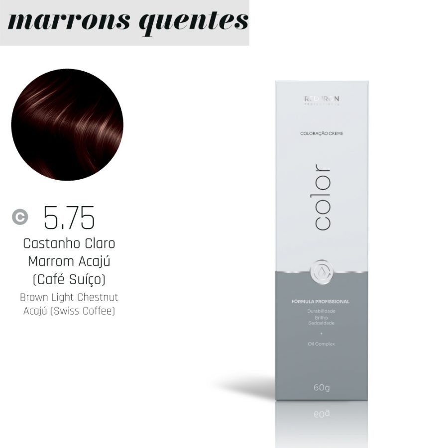 COLORAÇÃO 5.75 CASTANHO CLARO MARROM ACAJU (CAFE SUICO)  RED IRON 60GR