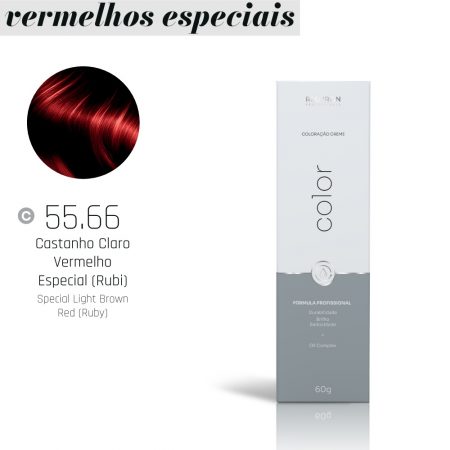 COLORAÇÃO 55.66 CASTANHO CLARO VERMELHO ESPECIAL (RUBI) 60G RED IRON