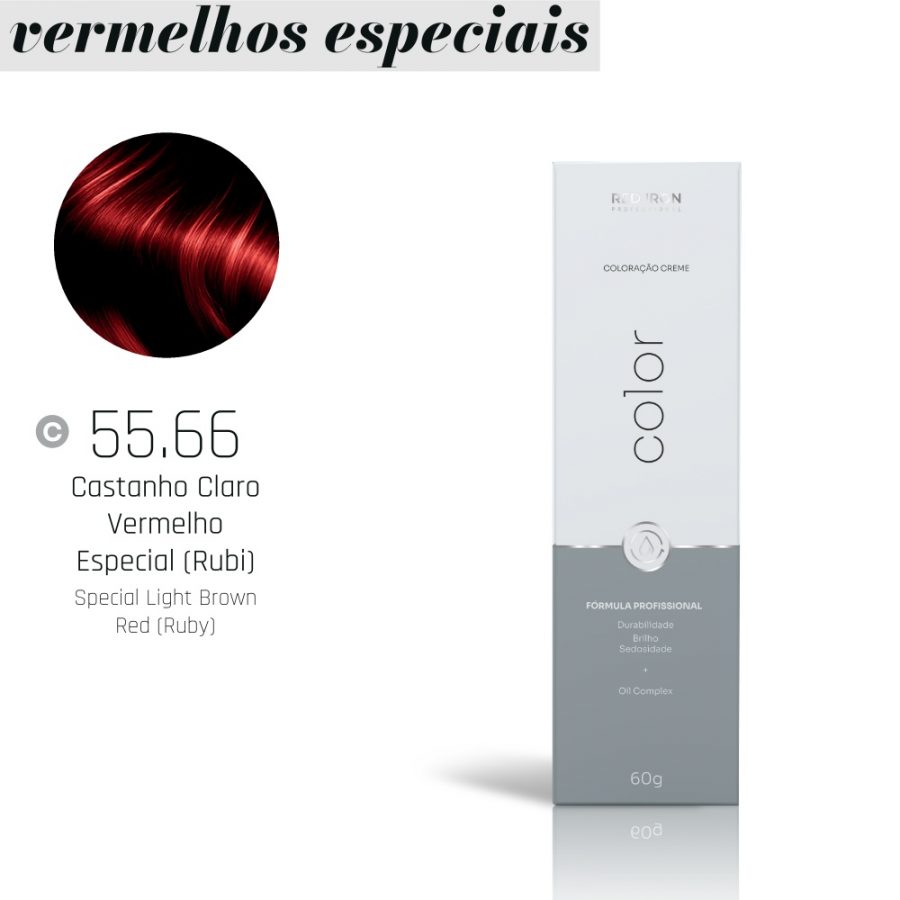 COLORAÇÃO 55.66 CASTANHO CLARO VERMELHO ESPECIAL (RUBI) 60G RED IRON