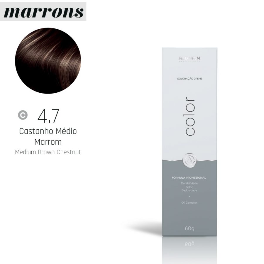 COLORAÇÃO 4.7 CASTANHO MEDIO MARROM  RED IRON 60GR