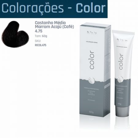 COLORAÇÃO 4.75 CASTANHO MEDIO MARROM ACAJU (CAFE) RED IRON 60GR