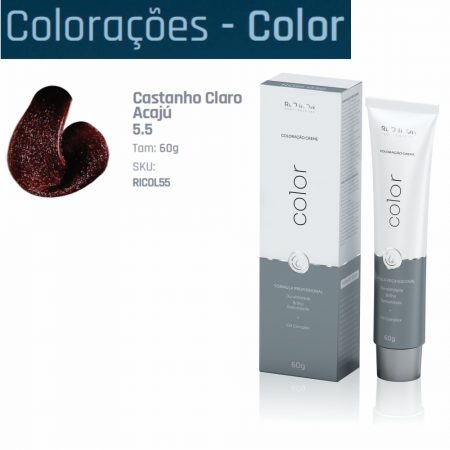 COLORAÇÃO 5.5 CASTANHO CLARO ACAJU  RED IRON 60GR