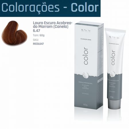COLORAÇÃO 6.47 LOURO ESCURO ACOBREADO MARROM (CANELA) RED IRON 60GR
